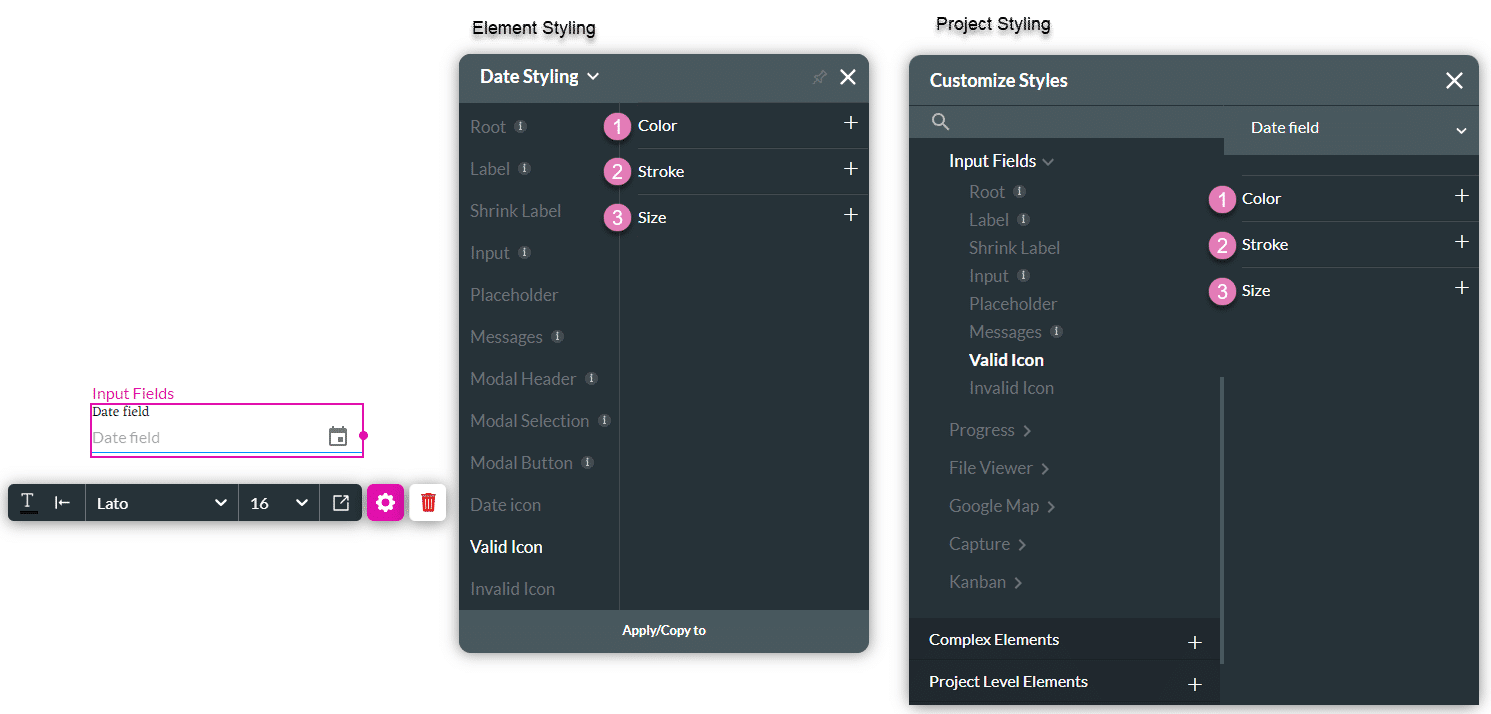 Valid Icon styling options