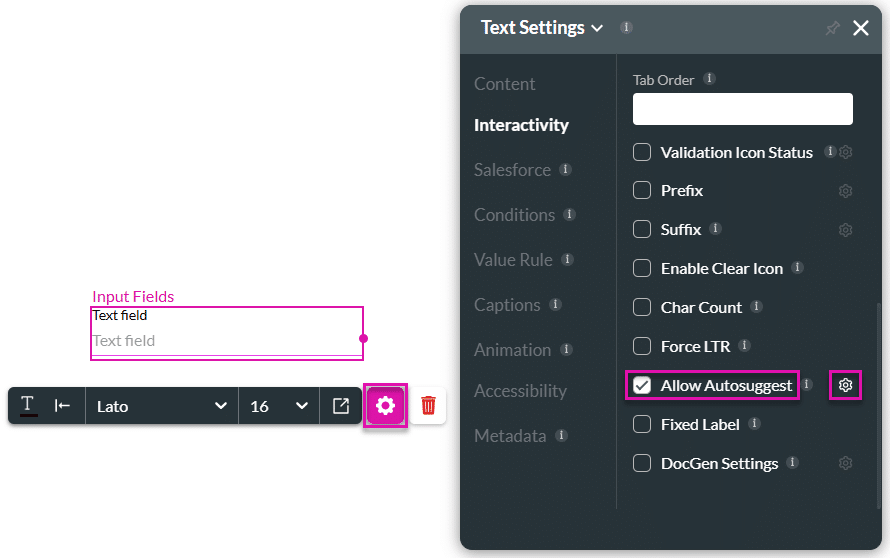 Allow Autosuggest checkbox