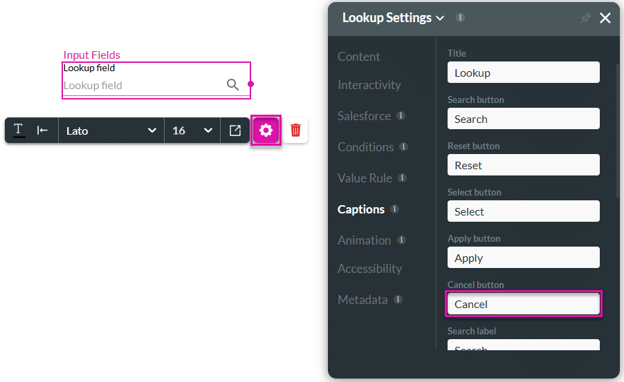 Cancel button caption