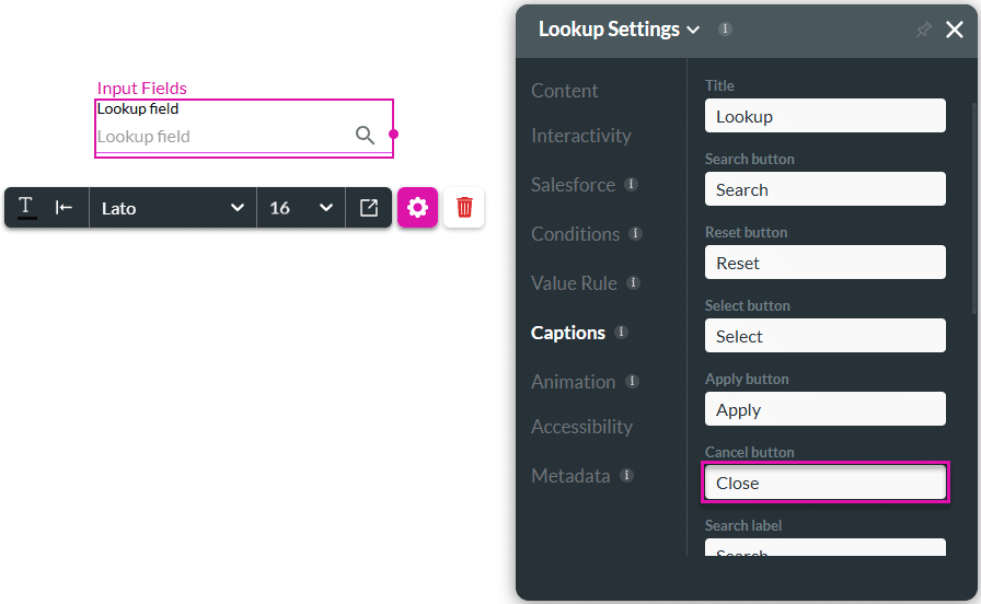 Cancel button caption