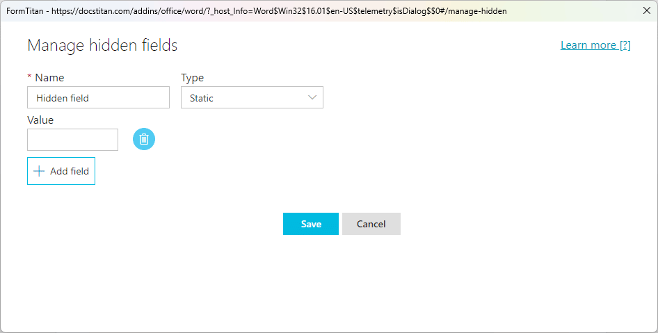 Manage hidden fields - Static