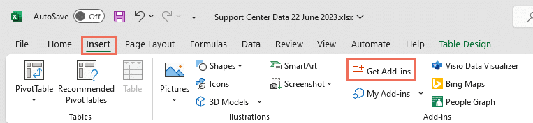Microsoft Excel ribbon