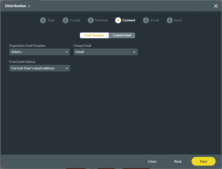 Email template option
