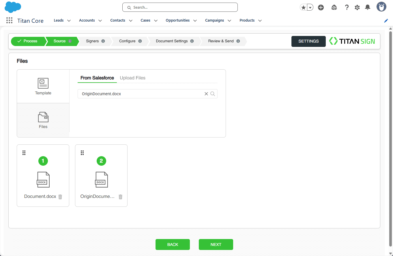 Source screen - Files added