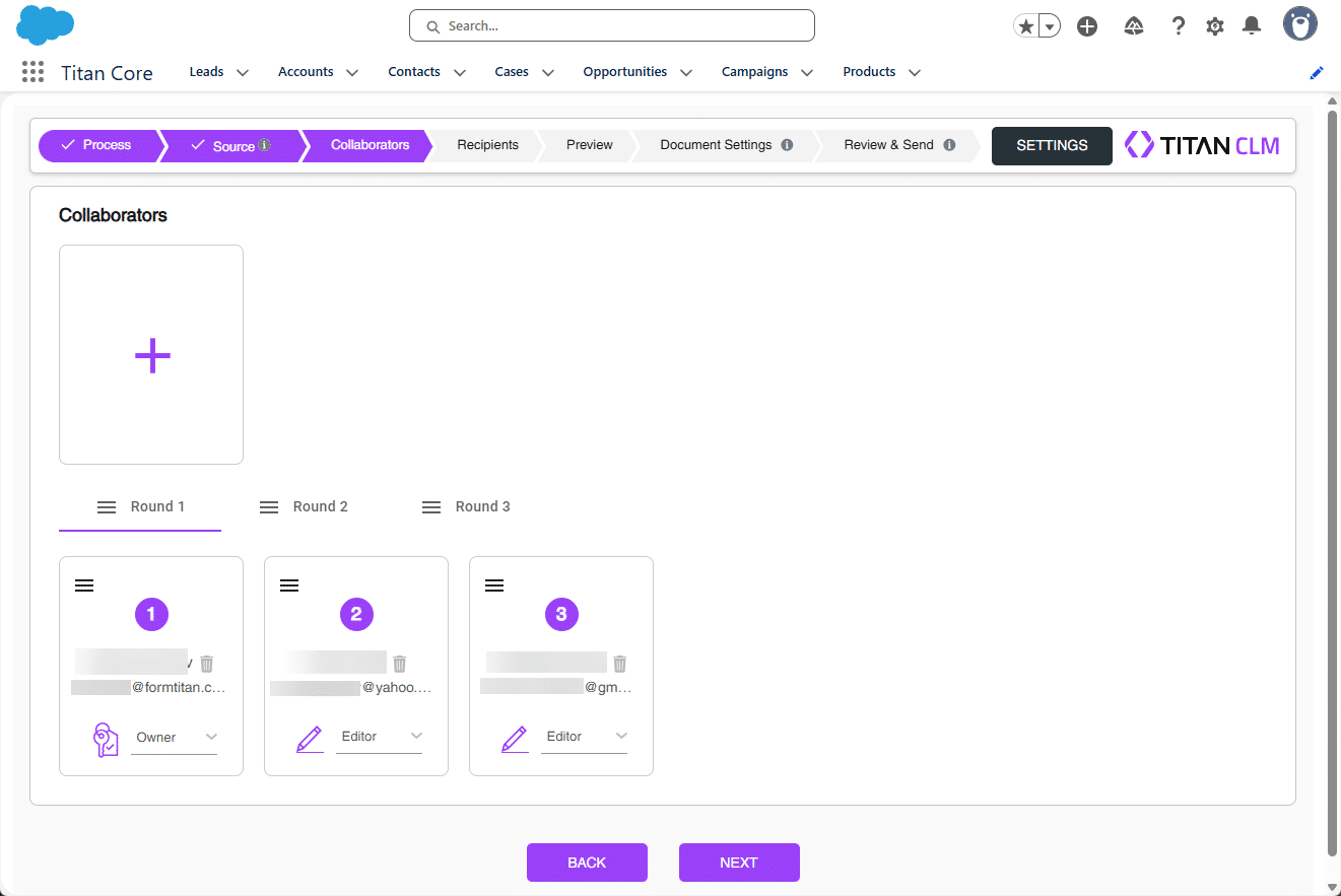 Collaborators screen - with rounds