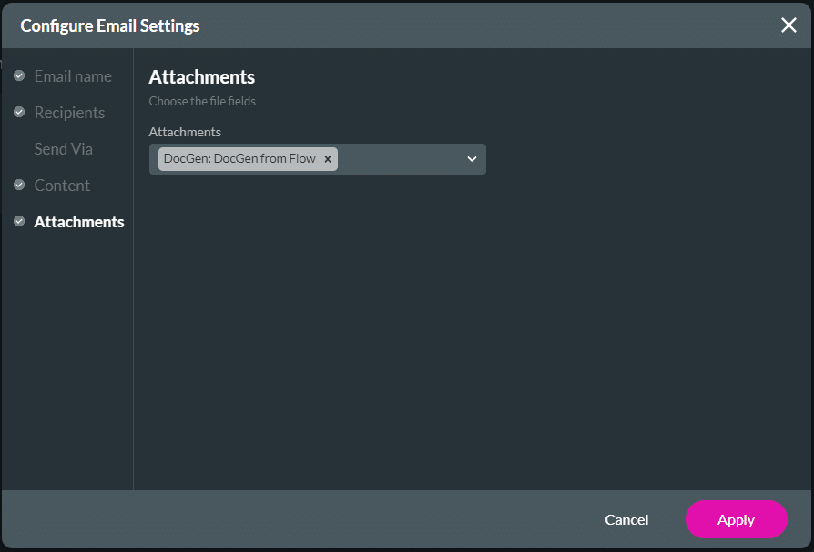Attachments - DocGen options