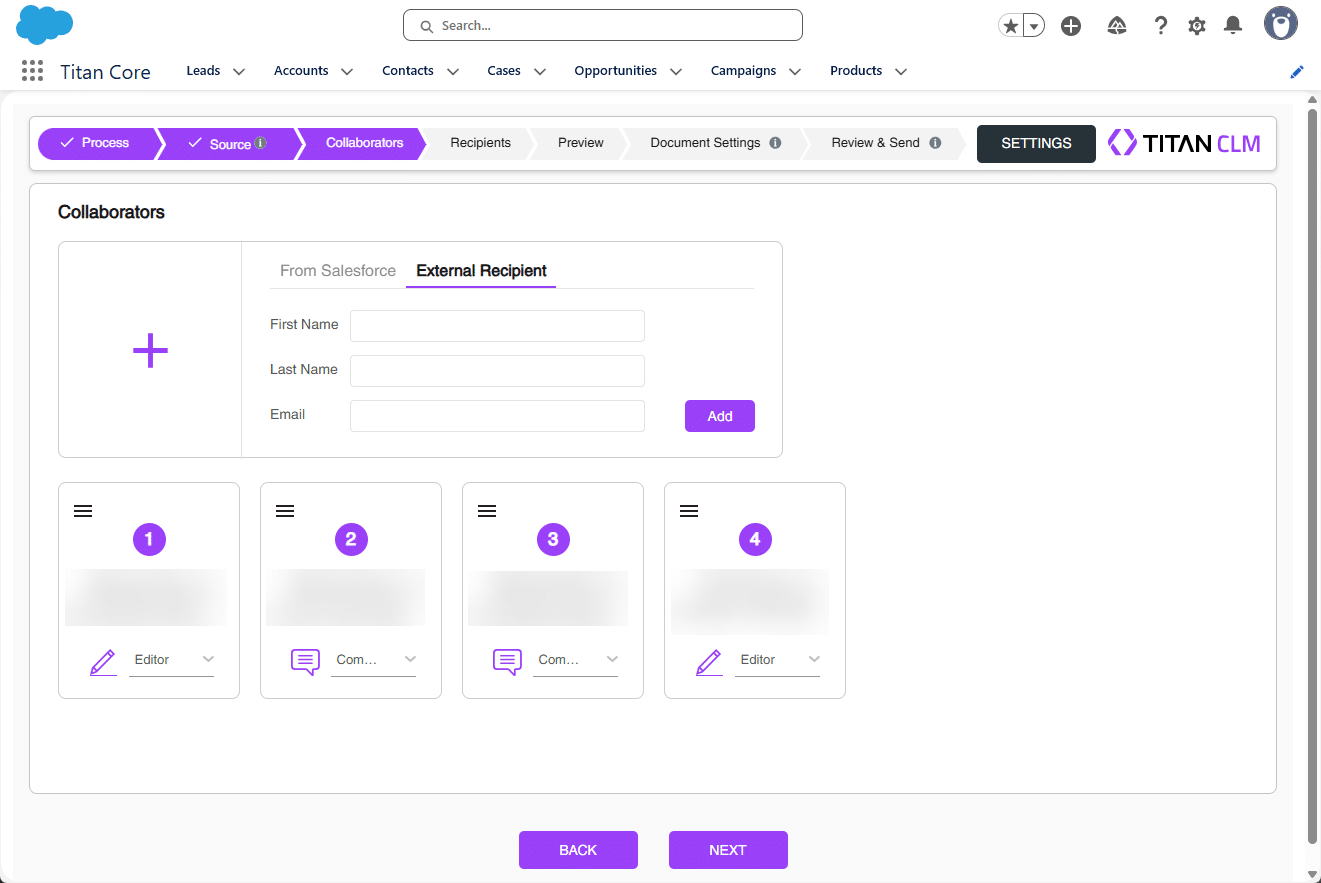 Collaborators screen - External Recipients option