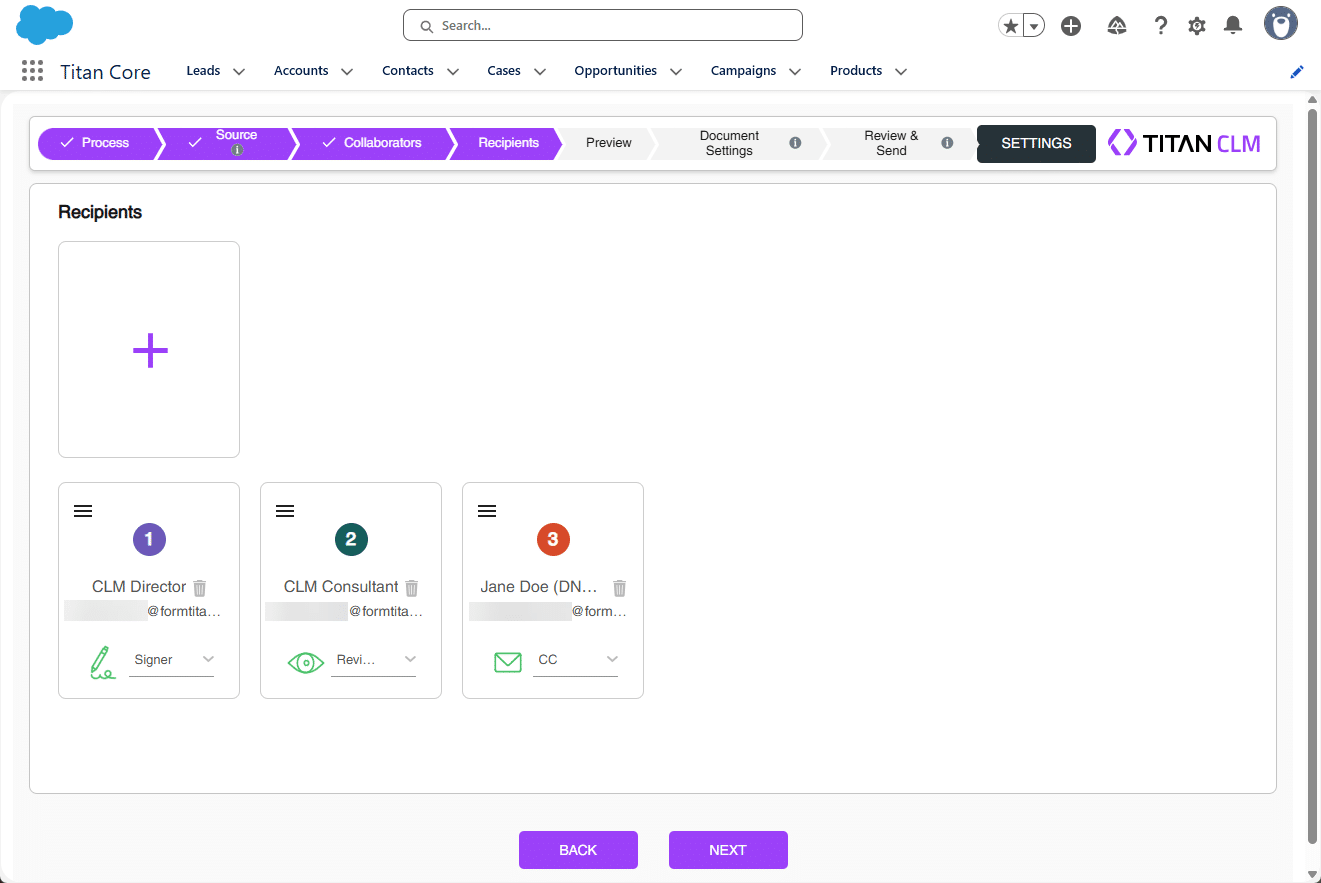 Recipients - Default from template