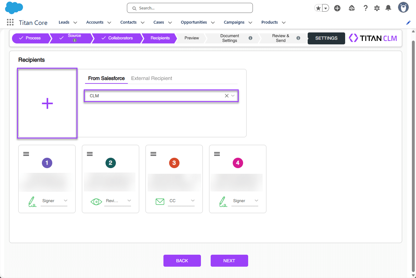 Recipients - From Salesforce option