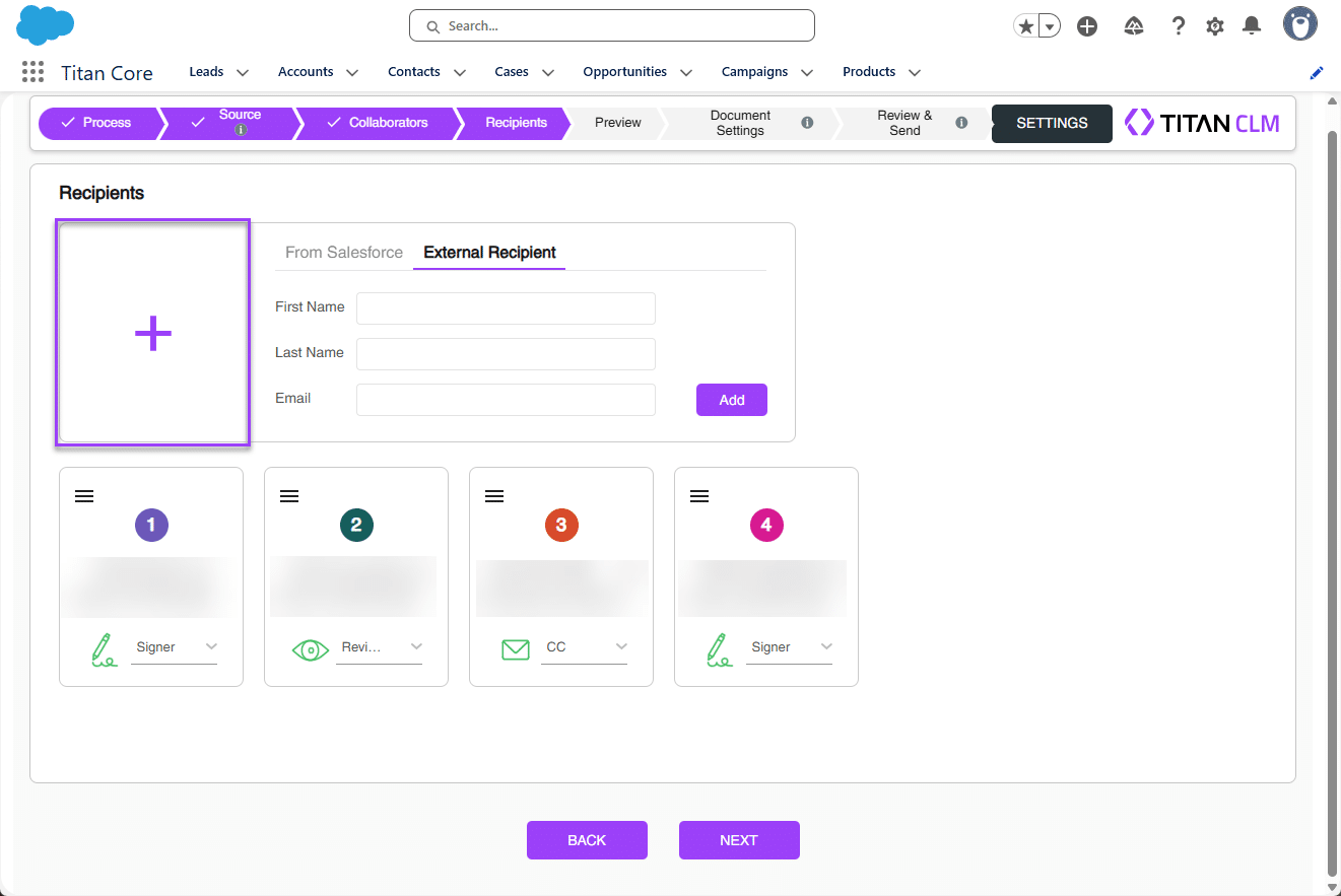 Recipients - External Recipients option