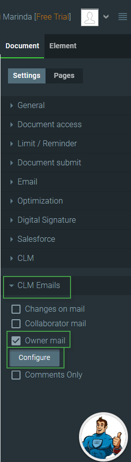 Owner mail checkbox