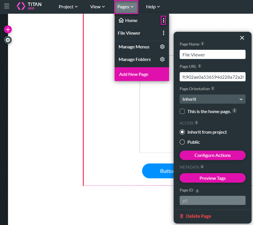 Configure Actions button