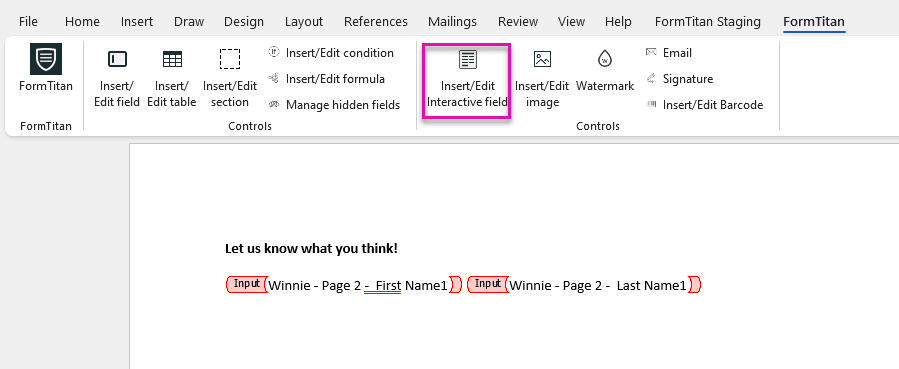 Word document screen