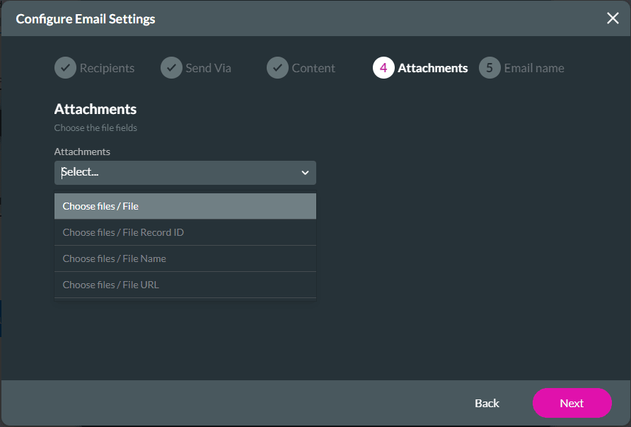 4. Attachments -File Upload element options