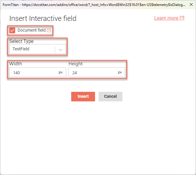 Insert a document field
