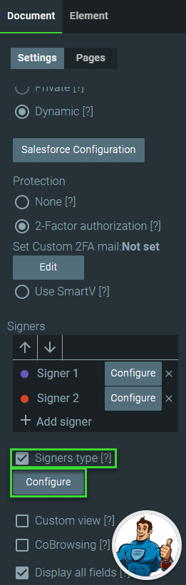 Signer Type checkbox