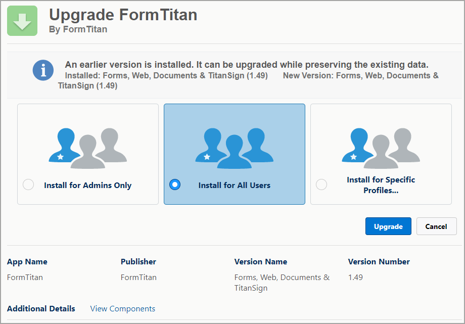 Install for All Users radio button.