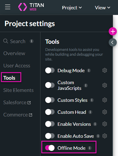 Offline Mode option screen