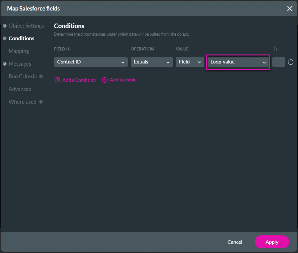 Map Salesforce fields