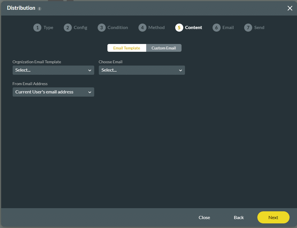 Email Template option