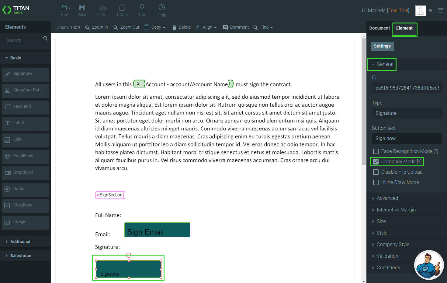 Element > Company Mode