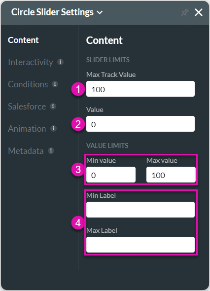 Content settings screen