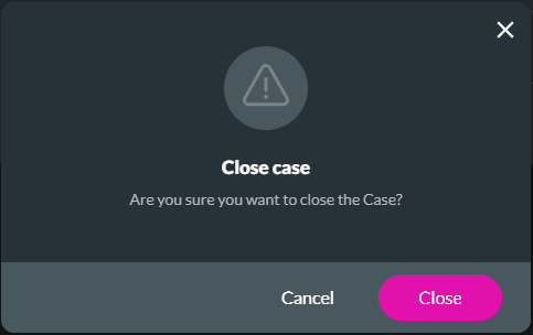 Warning message pop-up screen