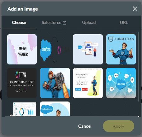 Add an Image screen