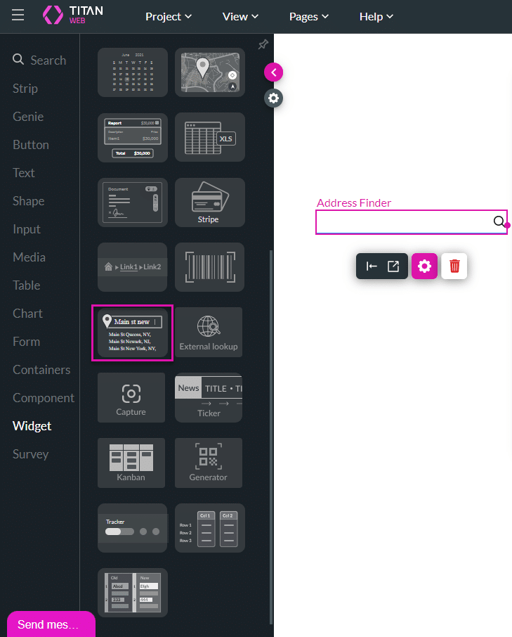 Address Finder widget
