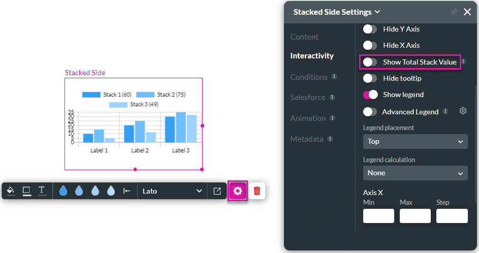 Show Total Stack Value toggle switch disabled