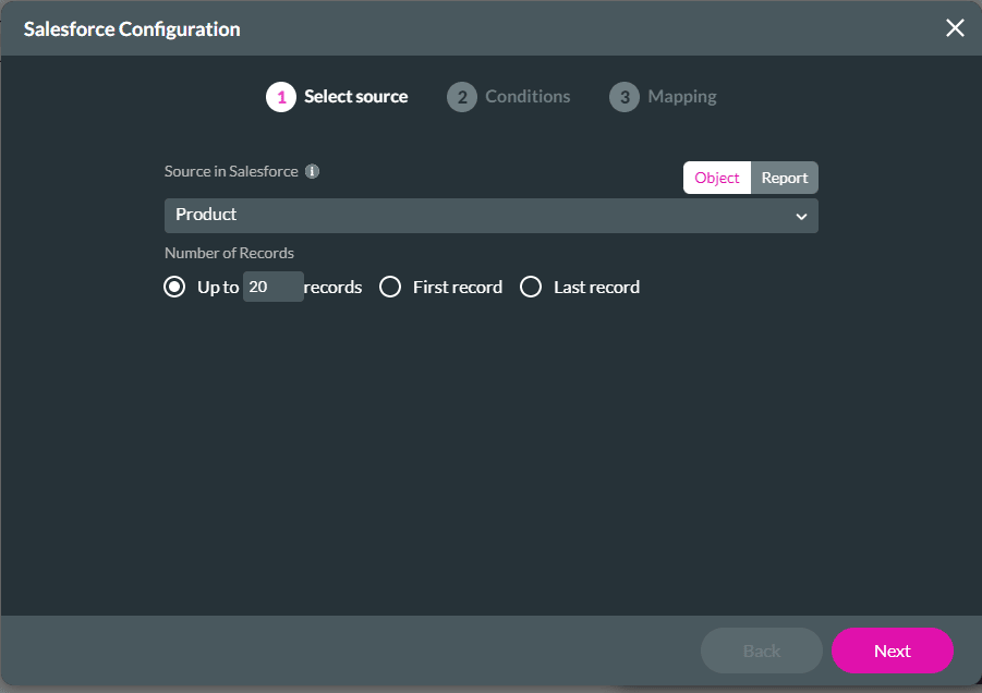 Salesforce Configuration screen