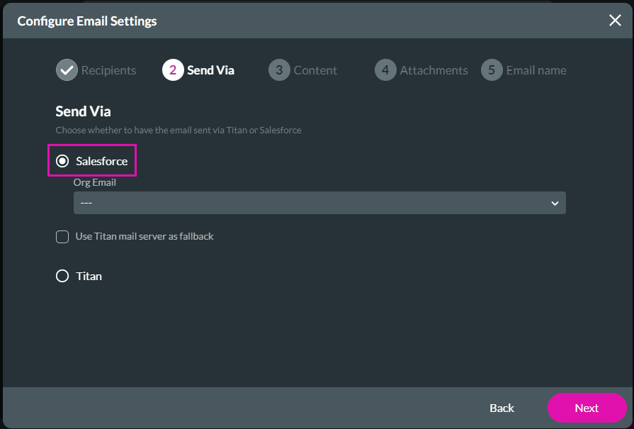 2. Send Via - Salesforce