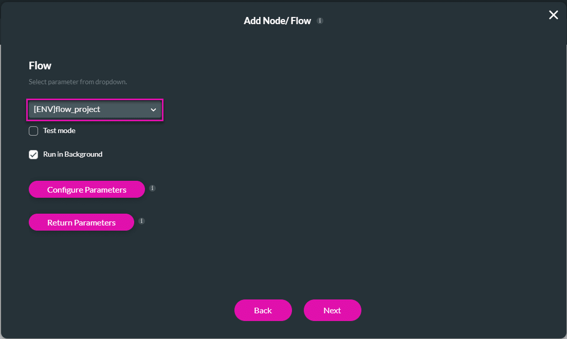 Add Node/Flow screen