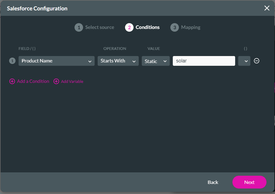 Configure conditions