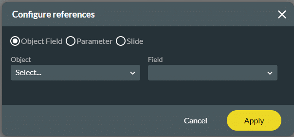 Configure references screen