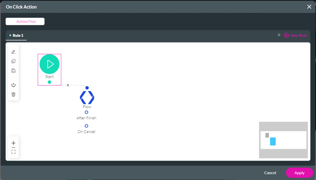 On Click Action Action screen