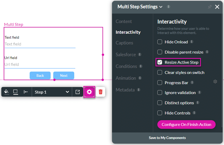 Resize Active Step checkbox