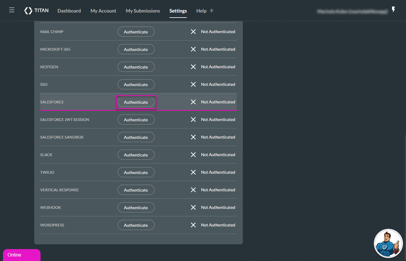 Authenticate Salesforce