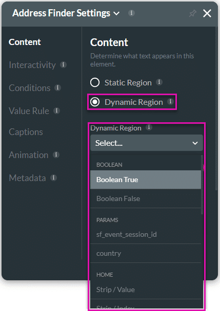 Dynamic Values - Dynamic Region