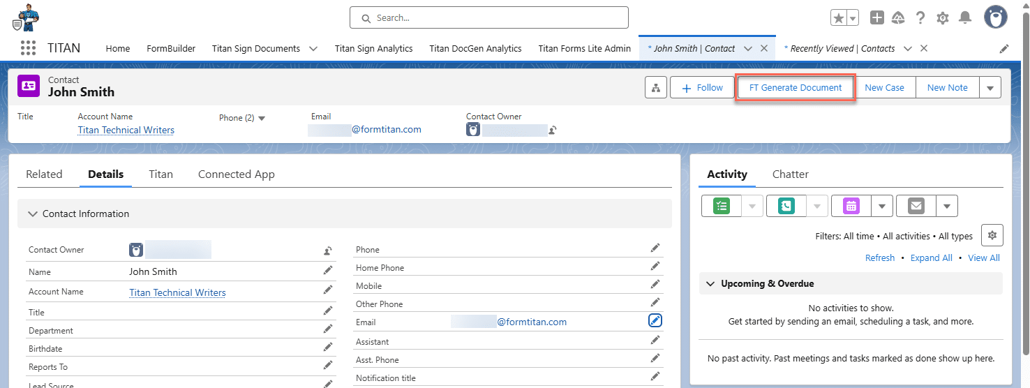 FT Generate Document button
