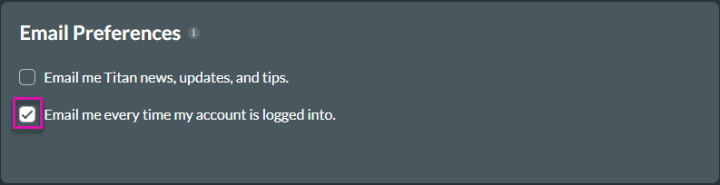 Email Preferences screen