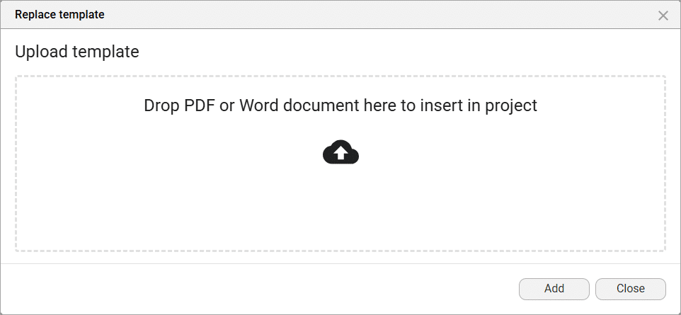 Replace Template screen