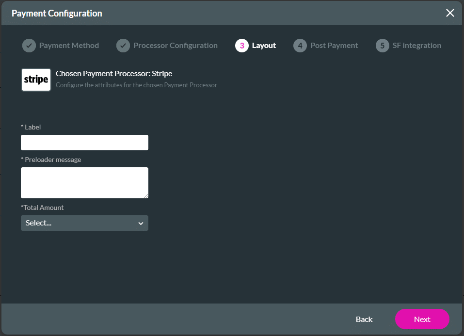 Payment Configuration > Layout screen