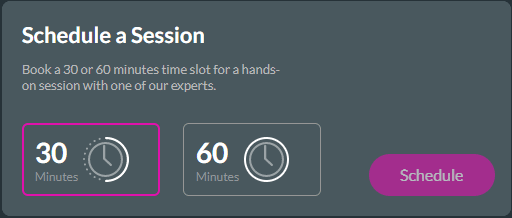 Schedule a session screen