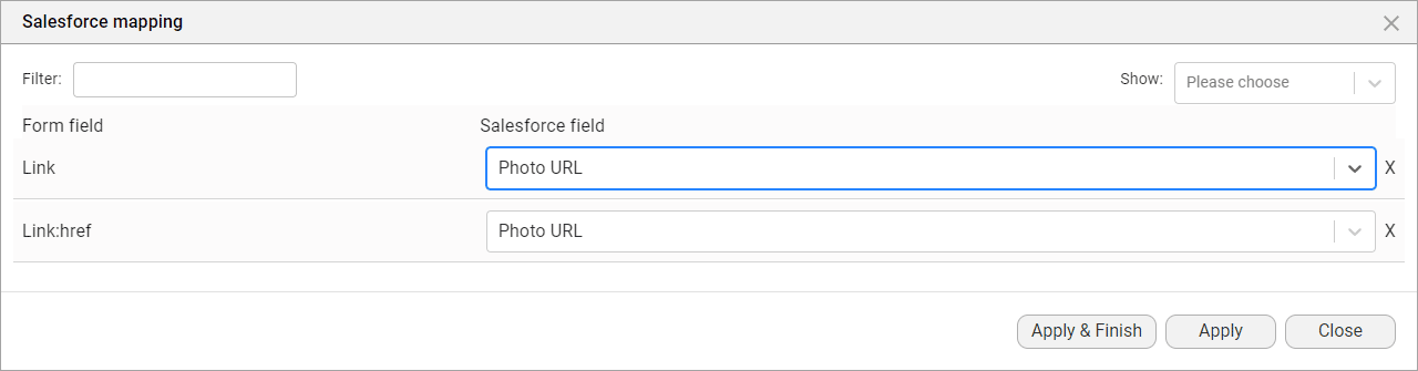 Salesforce mapping screen