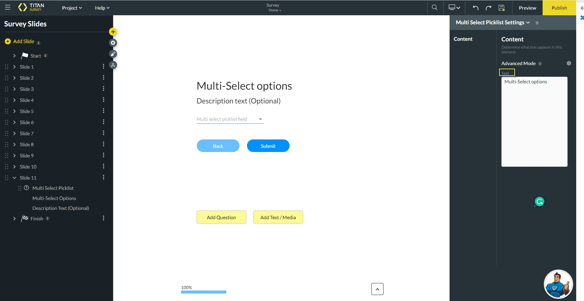 Add Question Text Field