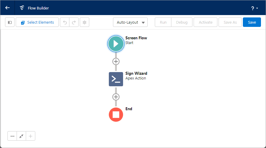 Sign Wizard in the Flow Builder