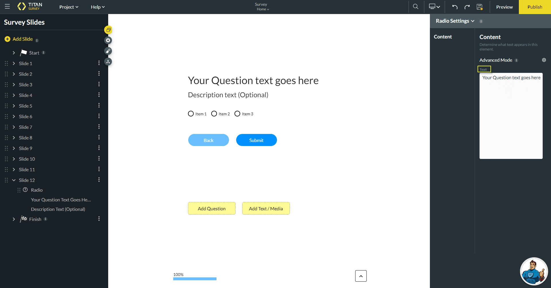 Add Question Text Field