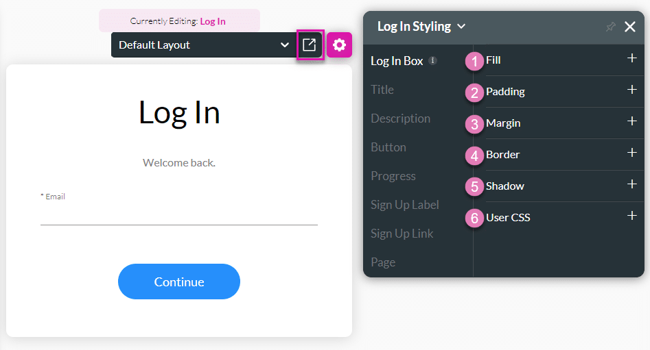 Log In Box styling