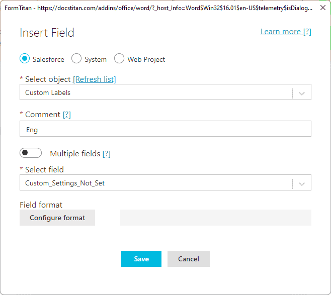 word add-in configure